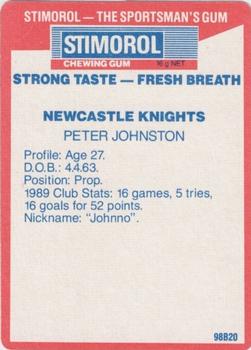 1990 Stimorol NRL #89 Peter Johnston Back